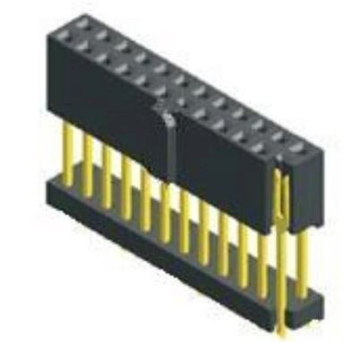 2,54 mm sieviešu galvene Pievienot plastmasu H=19,5 mm